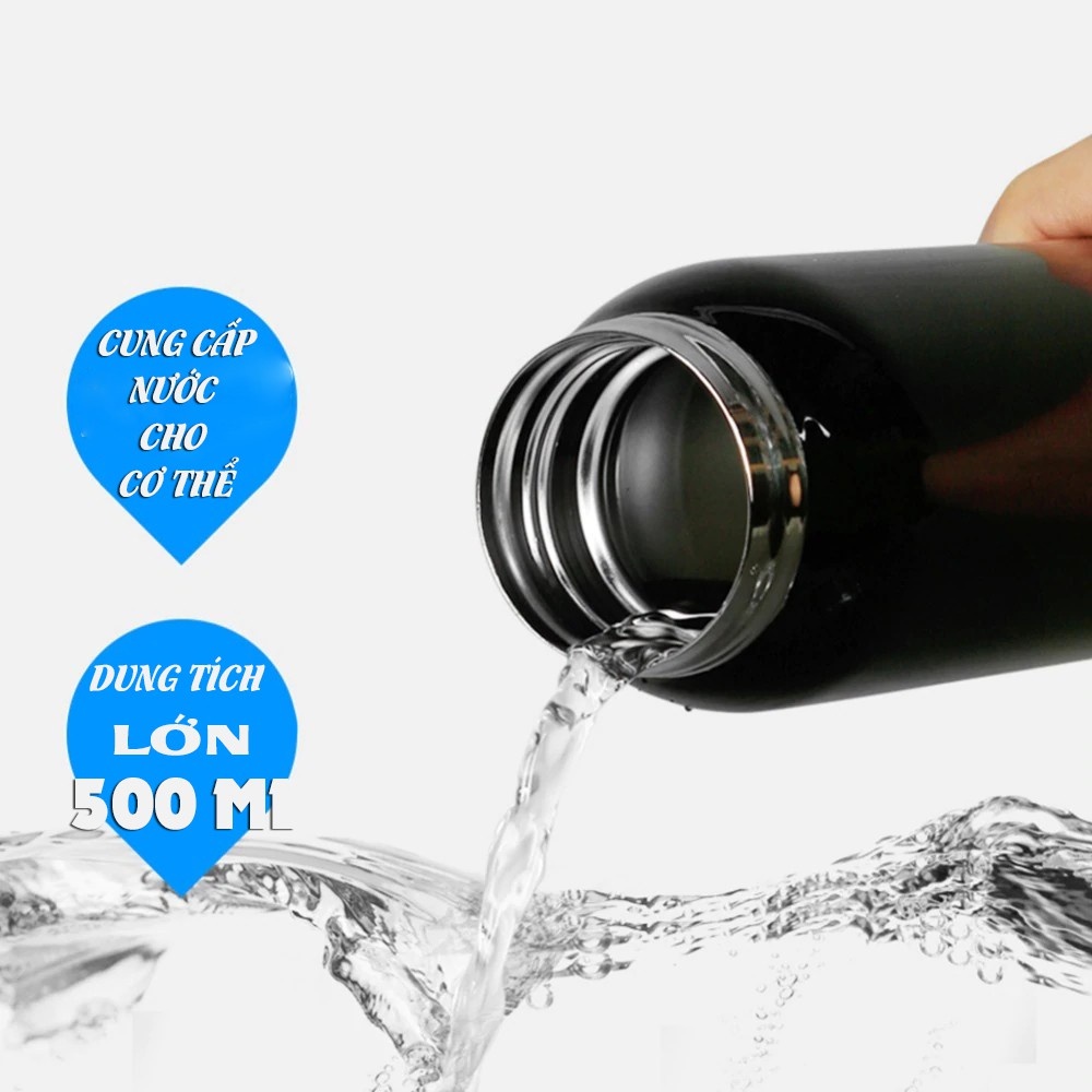 Bình Nước Tập Gym, Bình Nước Thể Thao Đạp Xe Giữ Nhiệt Inox304 Có Ống Hút Silicol An Toàn Kèm Dây Đeo Tiện Lợi