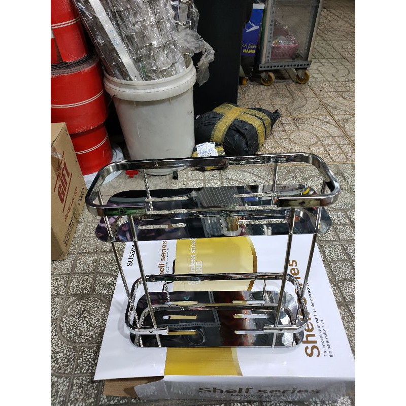 Kệ xà bông treo 2 tầng inox 304 bóng - Kệ Ngang bóng