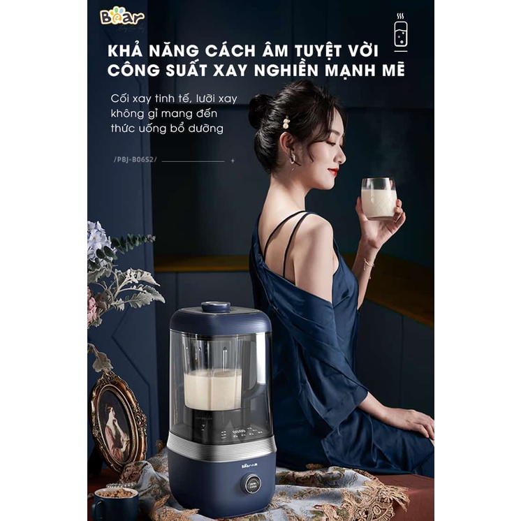 MÁY LÀM SỮA HẠT DUNG TÍCH 1.5L  MÁY XAY NẤU ĐA NĂNG CÁCH ÂM CHÍNH HÃNG BEAR  BẢO HÀNH 18 THÁNG