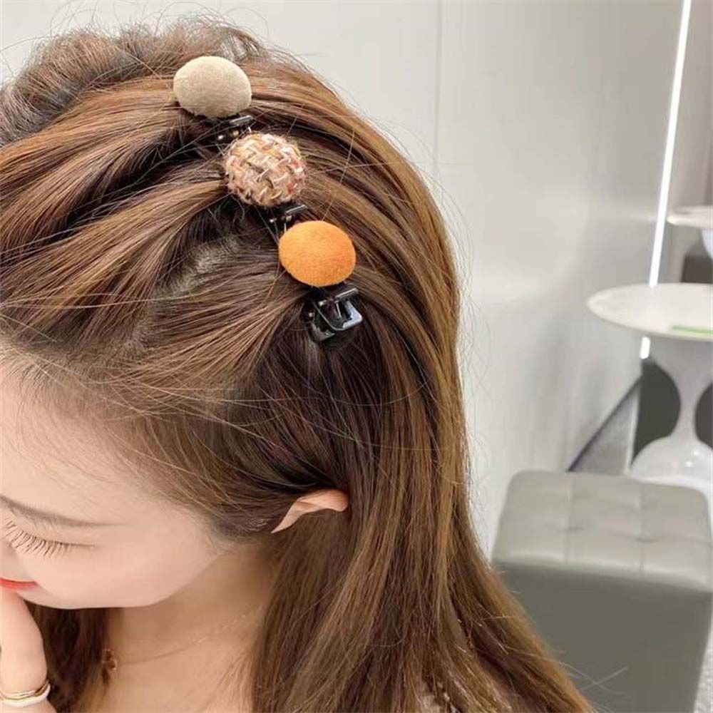 Kẹp tóc đính bóng lông phong cách Hàn Quốc ngọt ngào thời trang cho nữ
