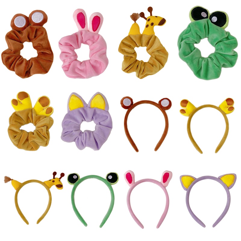 Dây cột tóc đuôi ngựa hình mắt ếch/hươu cao cổ nhồi bông  dễ thương cho nữ và trẻ em