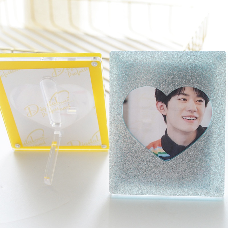 Giá Đỡ Ảnh 3inch 4inch Từ Tính Bằng Acrylic Hình Trái Tim Để Bàn Trang Trí