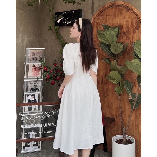 Đầm trắng xếp ly - TK883