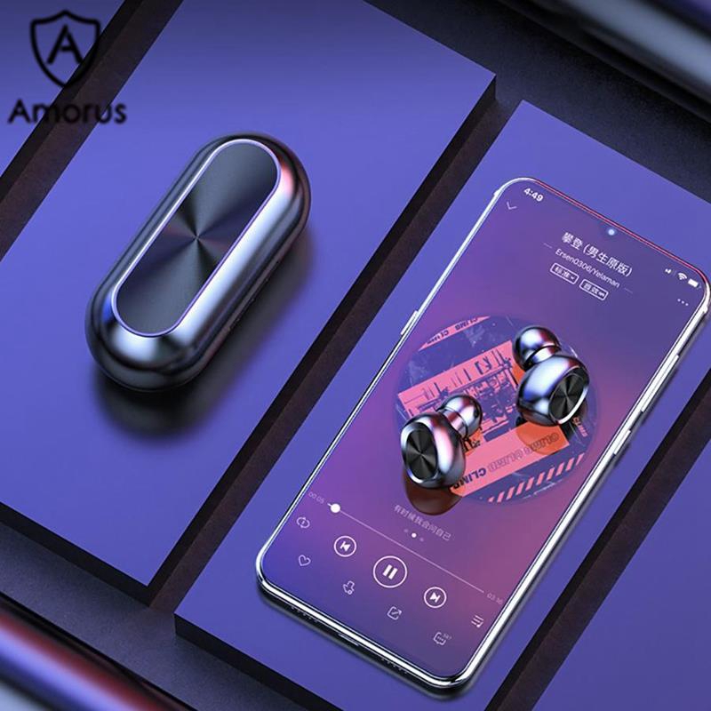 Tai Nghe Đôi Nhét Tai Không Dây Bluetooth 5.0 TWS Mini Amorus Thiết Kế Cảm Ứng Chất Lượng Cao