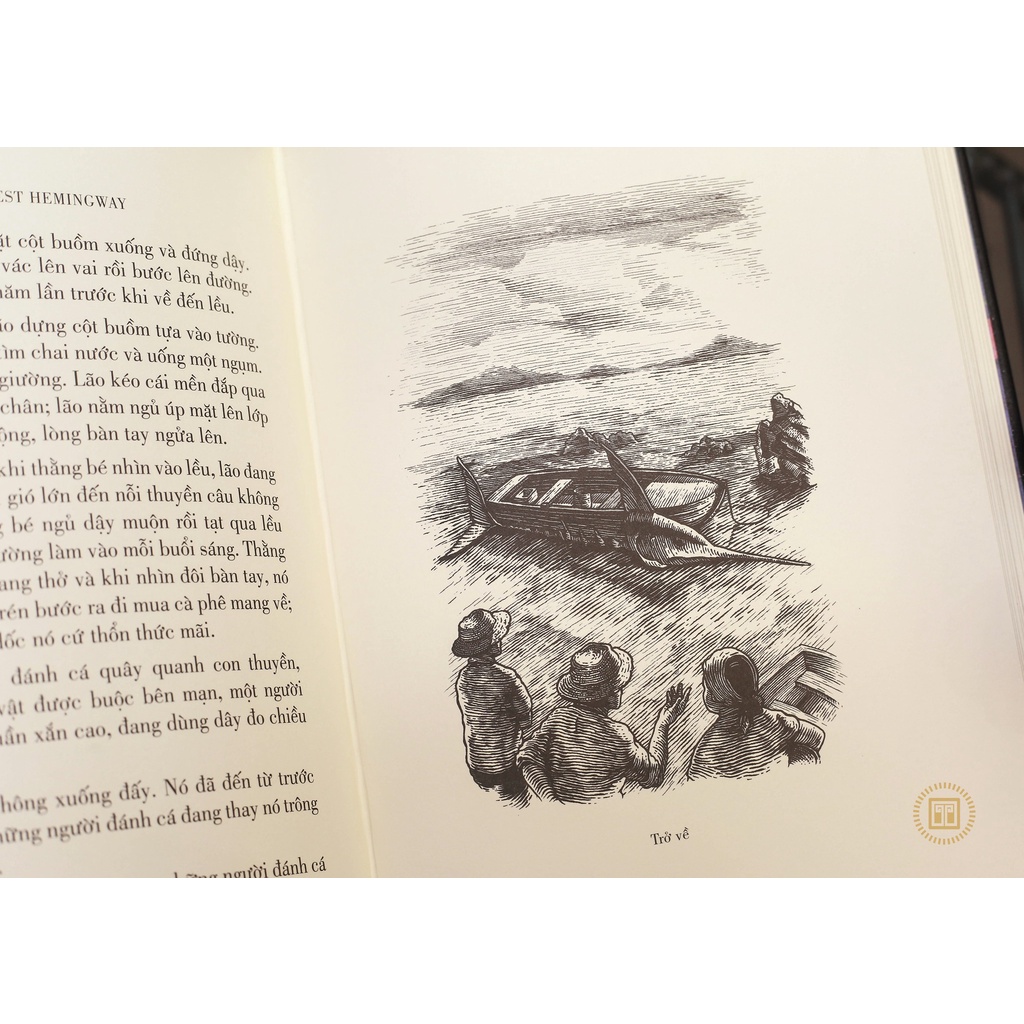 SÁch - [bìa da microfiber] (S500 ấn bản giới hạn) ÔNG GIÀ VÀ BIỂN CẢ - Ernest Hemingway – minh họa Lê Trí - Đông A