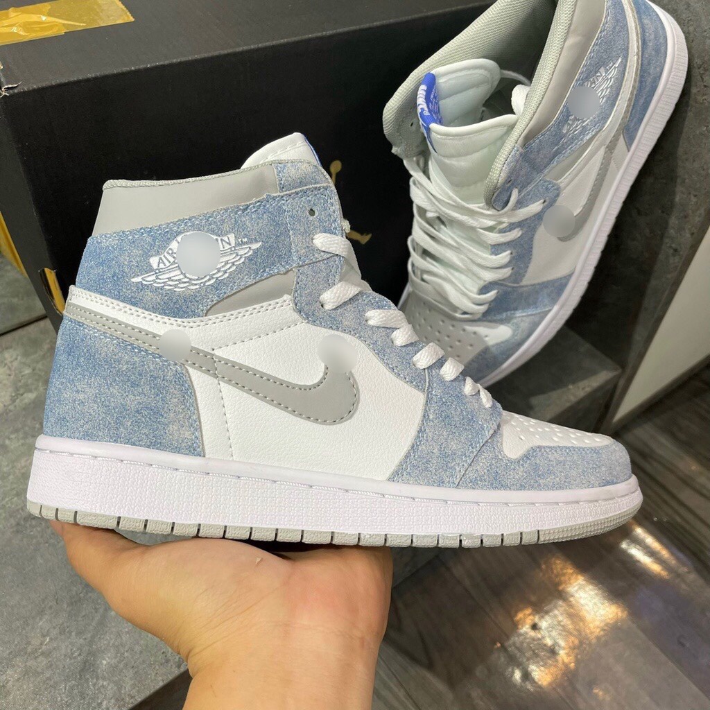 [FreeShip+ Hàng Loại 1] Giày Jor.dan 1 cổ cao hyper royal xanh nỉ, Giày sneaker JD1 xanh da trời nỉ cao cổ Full Box Bill