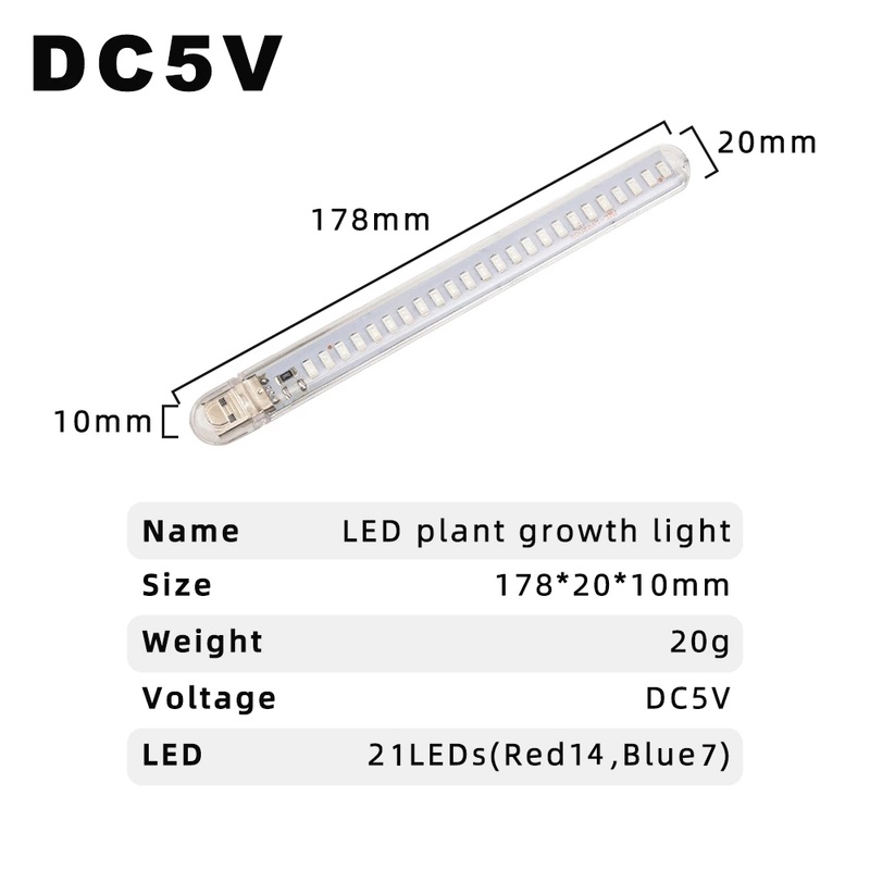 Đèn LED Trồng Cây Di Động 10W DC5V Với Ống Kim Loại Linh Hoạt Có Thể Xoay Linh Hoạt Cho Nhà Ở