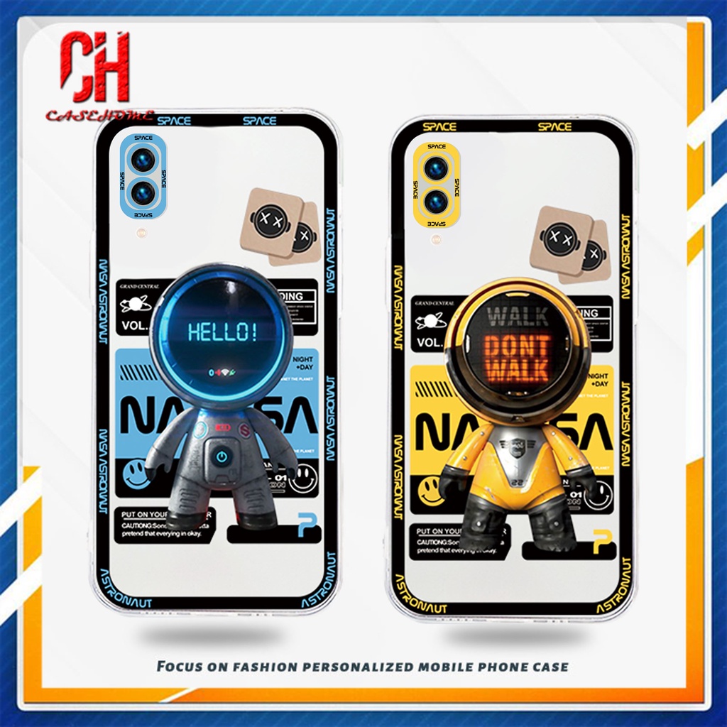 Case VIVO Y20 Y15S Y91C Y21 2021 Y21A Y21T Y12S Y12 Y30 Y21S Y20S Y12i Y01 Y91 Y30i Y93 Y95 Y15 Y17 Y50 Y53S Y51 2020 Y51A Y33T Y10 Y33S Y1S Y11 Y31 Y20i Y91i Space Astronaut Soft TPU Transparent Soft Case