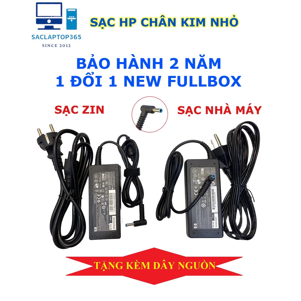 Sạc Laptop HP 19.5V-3.33A, 65W ZIN Chân Kim Nhỏ 4.5 x 3.0mm Bảo Hành 2 Năm