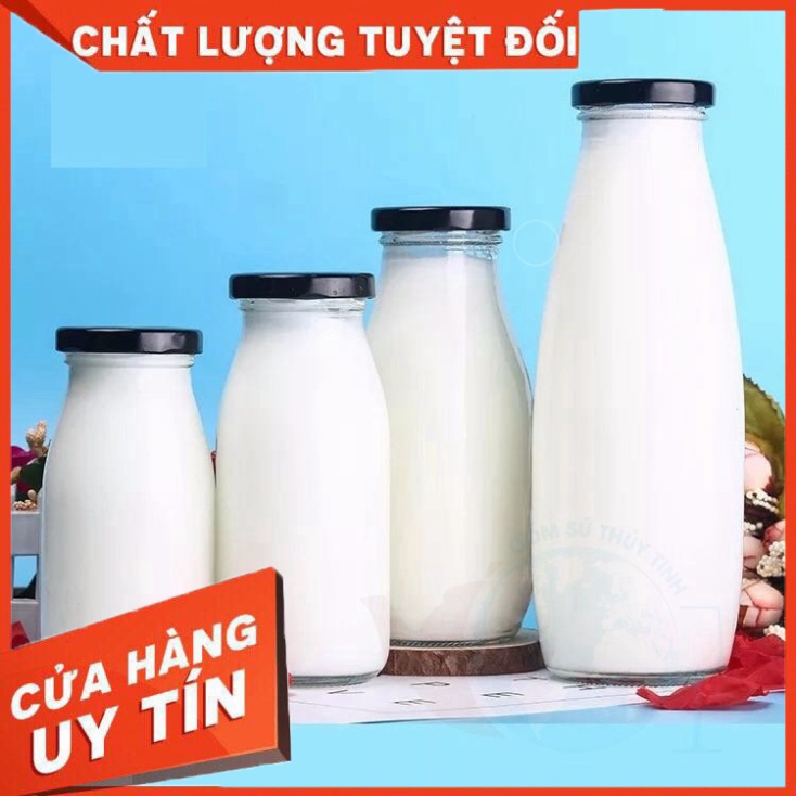 [Giá tại xưởng] Hũ Thủy Tinh, Chai Thủy Tinh Nắp Thiếc Đựng Sữa Chua, Nước Ép 4 Dung Tích