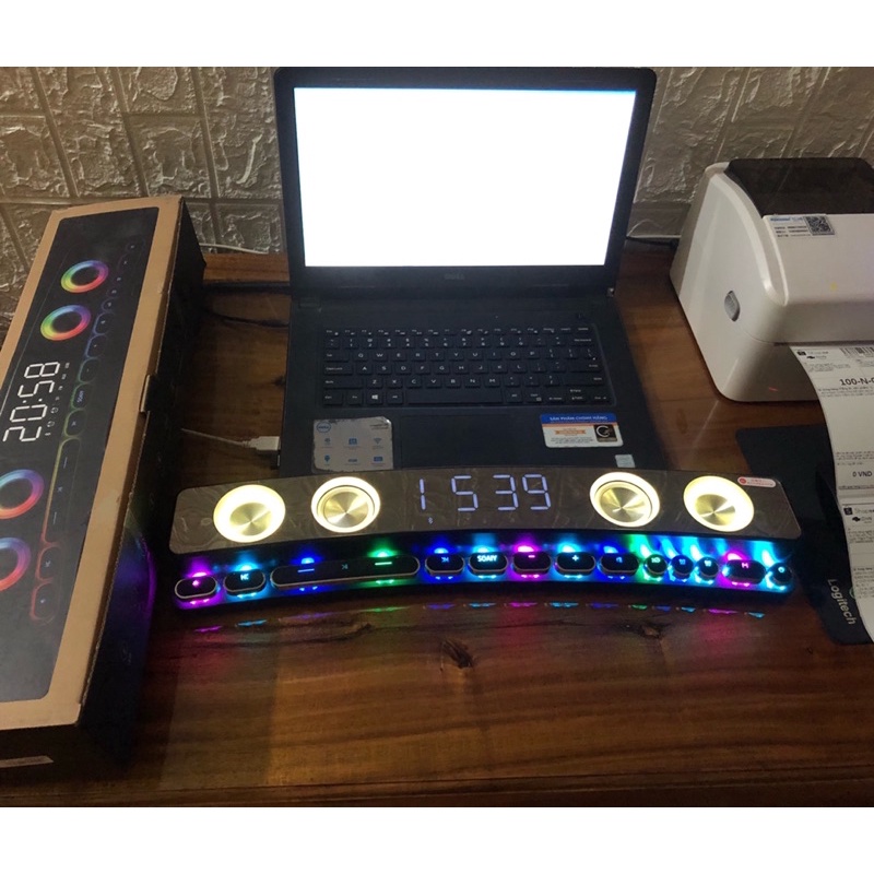 LOA BLUETOOTH CHUYÊN GAME MÁY TÍNH SOAIY SH39,LOA BLUETOOTH TRANG TRÍ MẶT GƯƠNG CÓ ĐỒNG HỒ ĐÈN LED RGB BẢO HÀNH 12 THÁNG