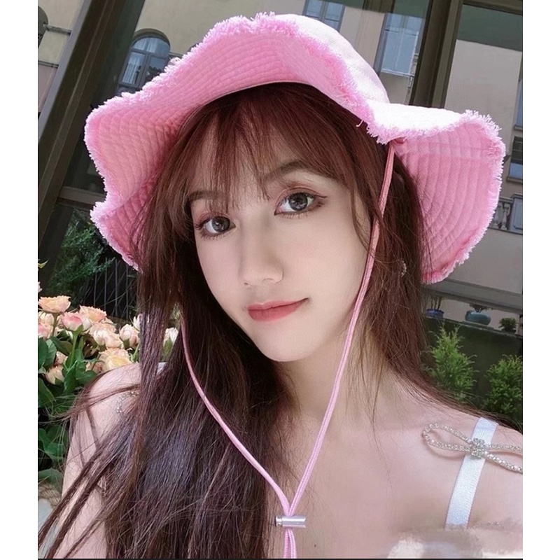 NÓN BUCKET JACQUEMUS Nón Vành Rộng Mũ bảo vệ chống nắng chất lượng cao Nhãn kim loại in