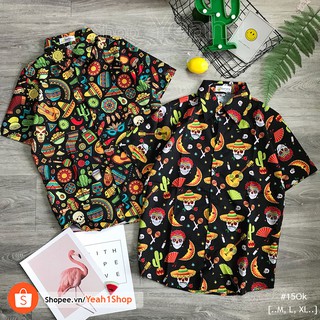 [Yeah1Shop]- Áo sơ mi đầu lâu Hawaii/ xương rồng (M, L,XL) - SMHH