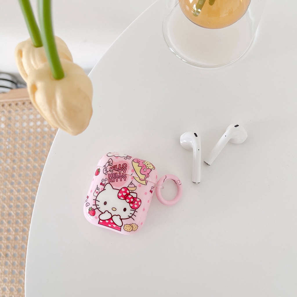 Vỏ Bảo Vệ Hộp Sạc Tai Nghe compatible AirPods3 Pro compatible AirPods3 Họa Tiết Hello Kitty Màu Hồng Dễ Thương