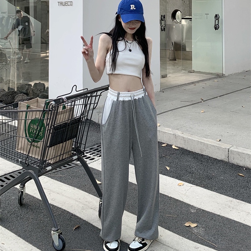 Quần Lưng Thun Rút Dây Màu Sắc Tương Phản Dành Cho Nữ