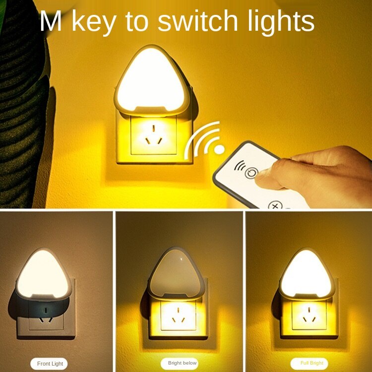 Creative LED Triangle Night Light Remote Control Timing Aisle Light Home Bedroom Dimmable Night Light Socket Wall Lamp