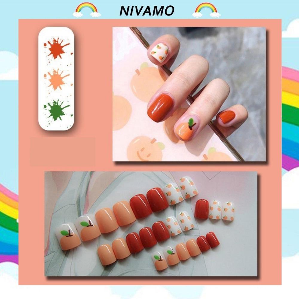 Combo 24 nail giả ngắn Nivamo móng tay giả bò sữa màu trắng đen MG11