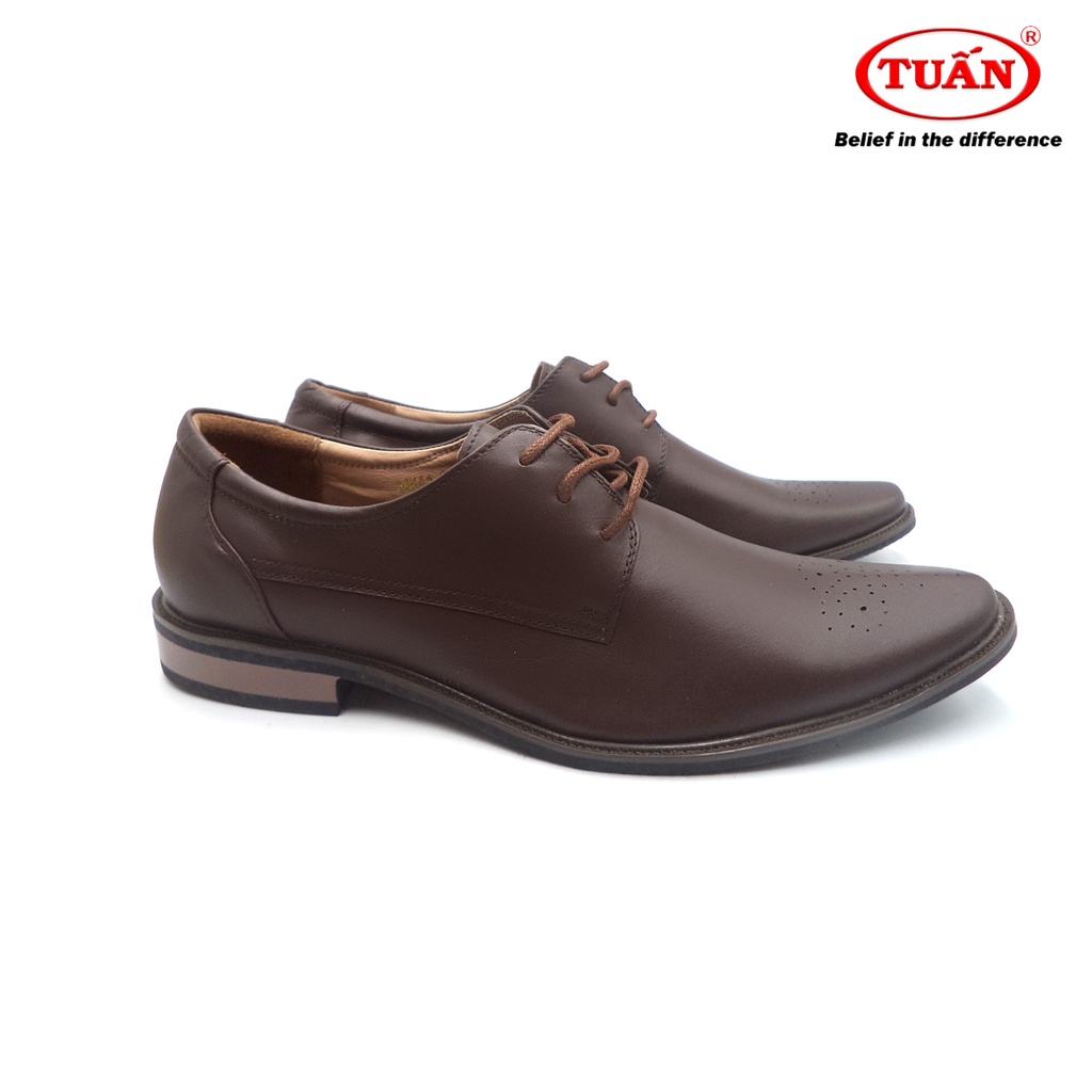 Giày nam da bò tự nhiên giày tây công sở buộc dây thương hiệu Tuấn GXHU-84K