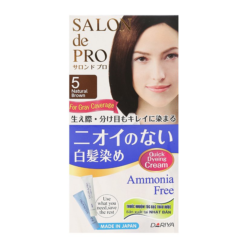 Kem nhuộm tóc Salon de Pro 5 natural brown Dariya 80g - Hachi Hachi Japan Shop