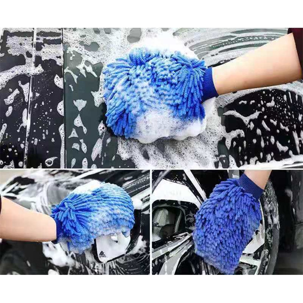 Găng tay rửa xe sợi nhỏ không xước Chenille Cao cấp Đơn / Đôi Xanh lam / Xanh lá cây / Cam, 7.87 &quot;x 5.9&quot;