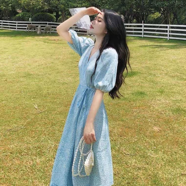 Đầm Hoa Tay Phồng Thời Trang Thanh Lịch Cho Nữ