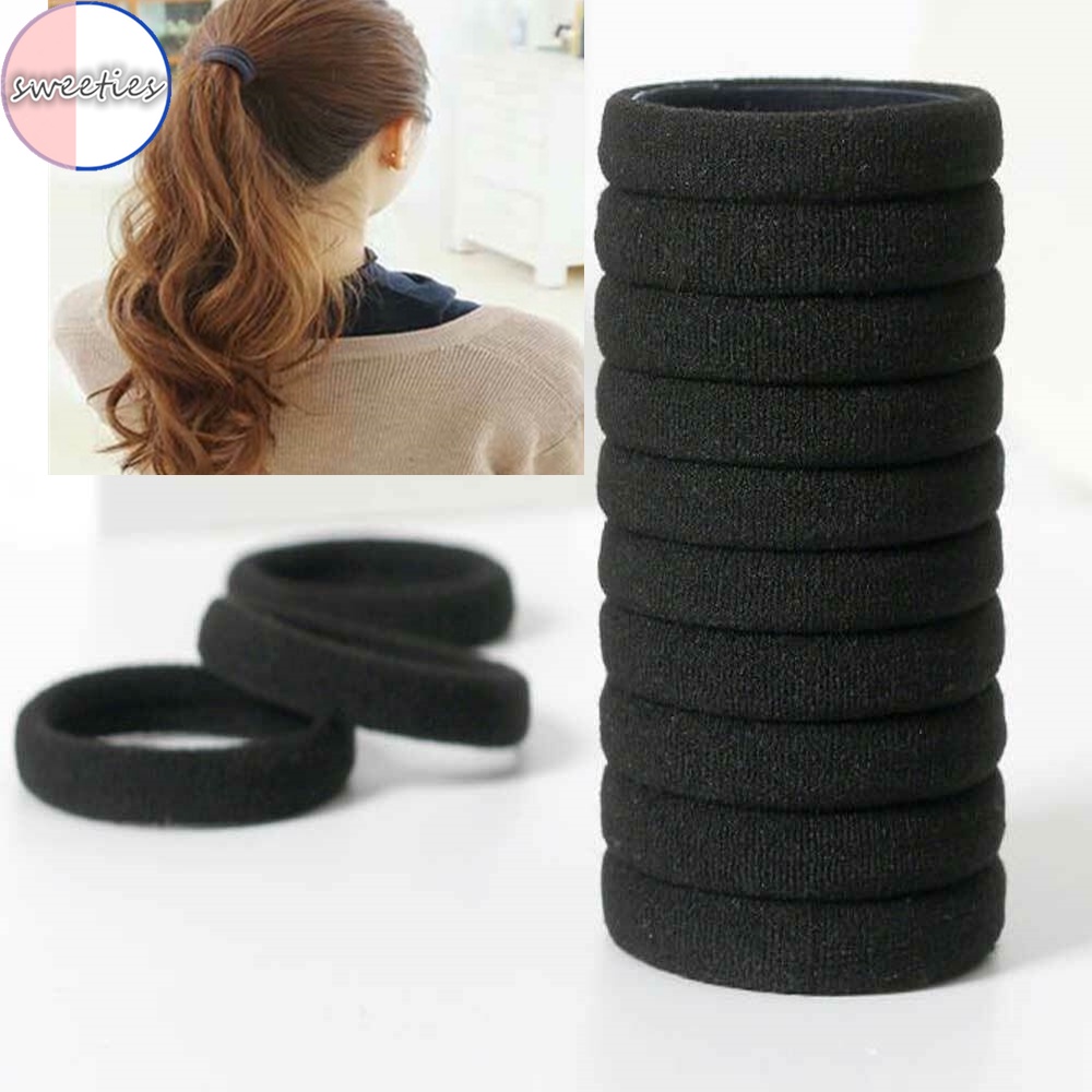 Set 40 Dây Cột Tóc Co Giãn Màu Đen Cho Nữ