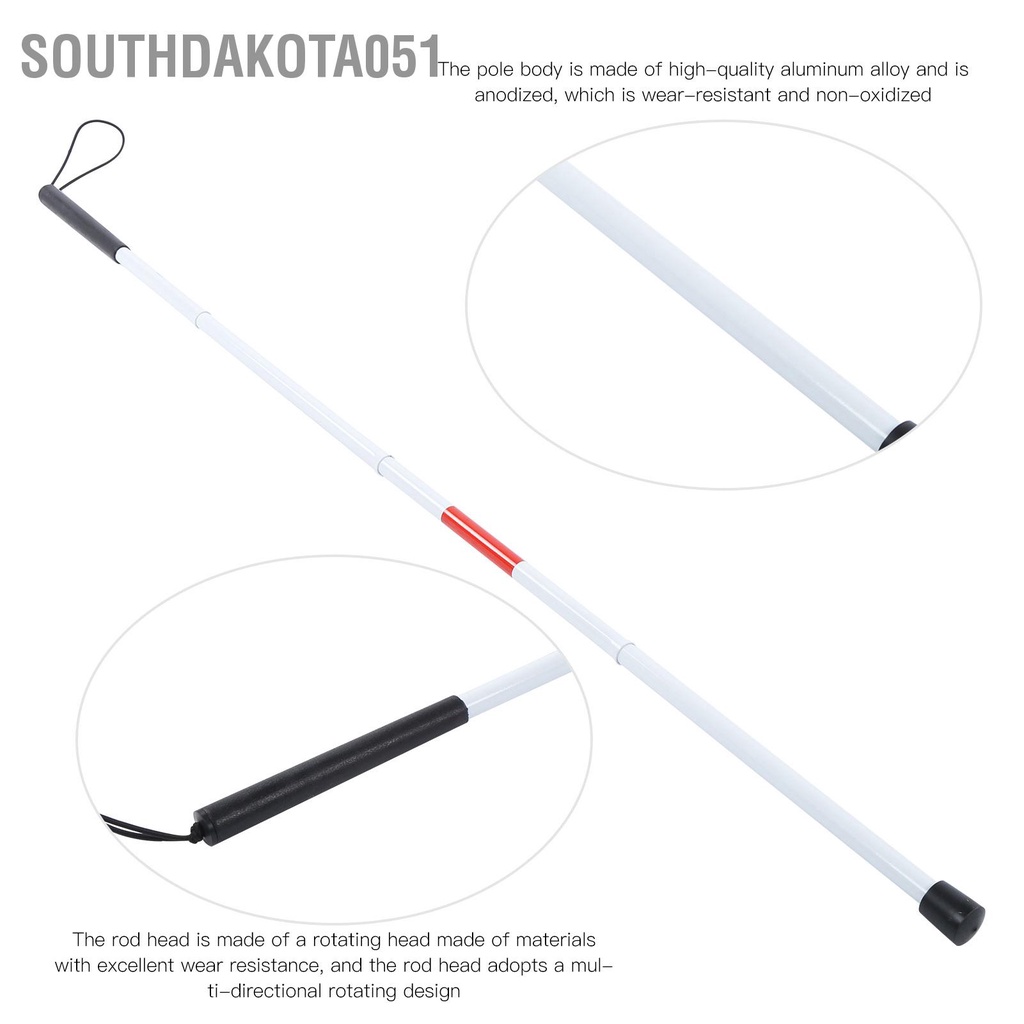 Southdakota051 Gậy đi bộ phản quang màu trắng và đỏ có thể gập lại được cho người khiếm thị