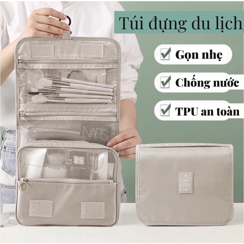 Túi đựng mỹ phẩm/ túi đựng du lịch chống thấm nước_có giá treo gọn gàng
