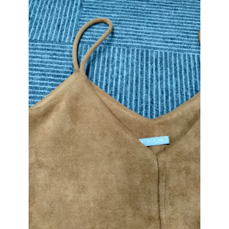 (Thanh lý like new) Naked by V - Suede Camisole-  Váy yếm 2 dây da lộn màu cam đất S