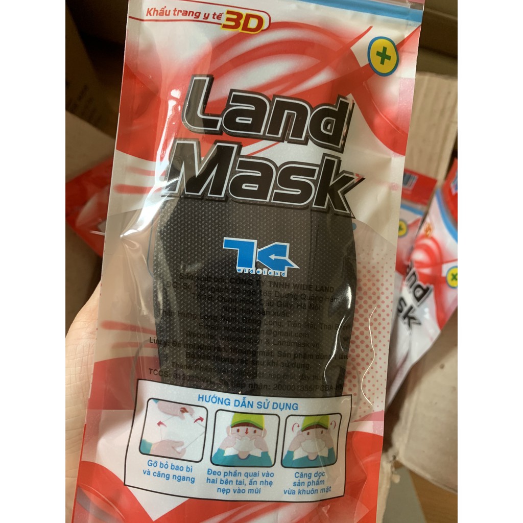 Khẩu trang 3D Kháng Khuẩn Land Mask Người lớn, trẻ em, set gồm 6 chiếc, hàng siêu xịn, mịn