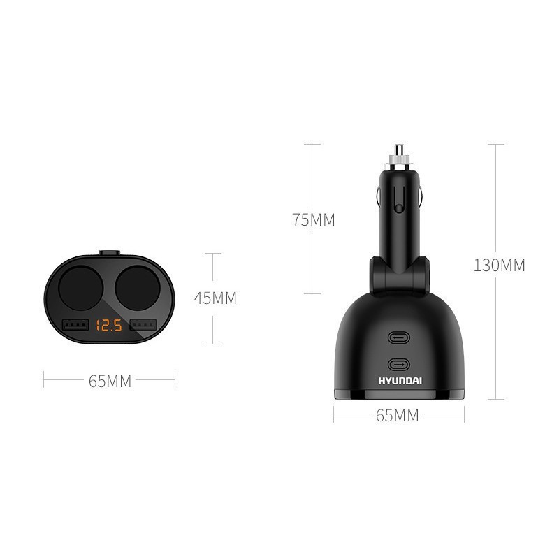 Tẩu sạc chia cổng ô tô hyundai🍀HÀNG CHÍNH HÃNG🍀 cao cấp,2 Tẩu Tròn  - Có đèn led báo điện áp ac quy