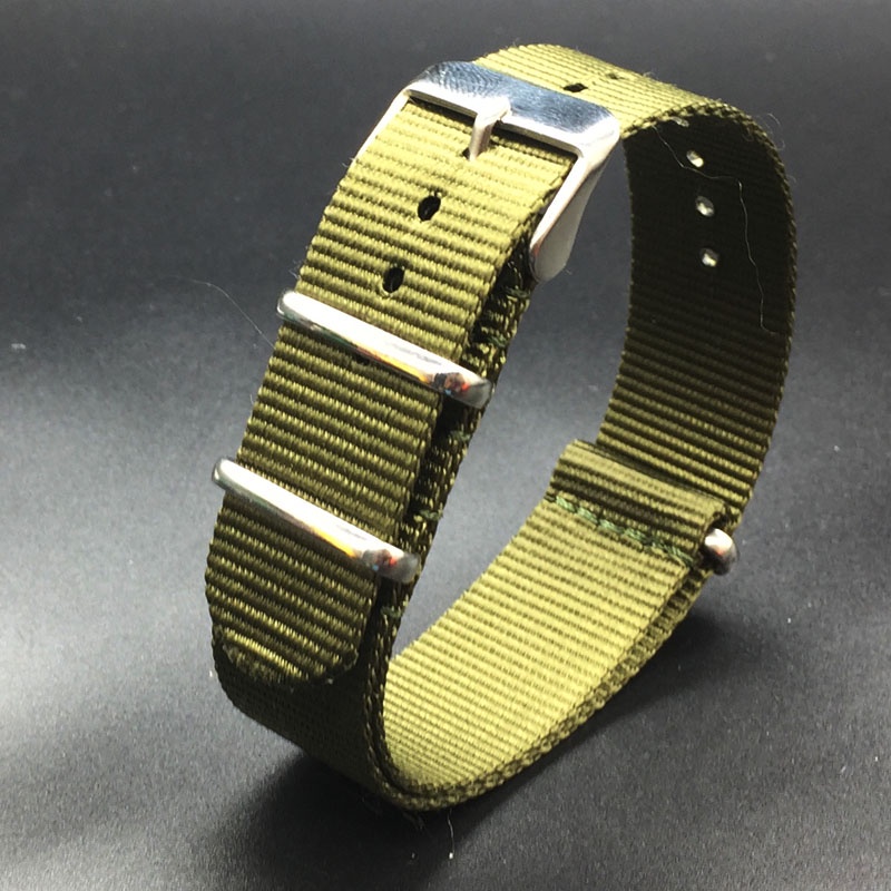 Dây Đeo Đồng Hồ Bằng Nylon Họa Tiết Kẻ Sọc 18mm 20mm 22mm Màu Đen / Trắng Thời Trang