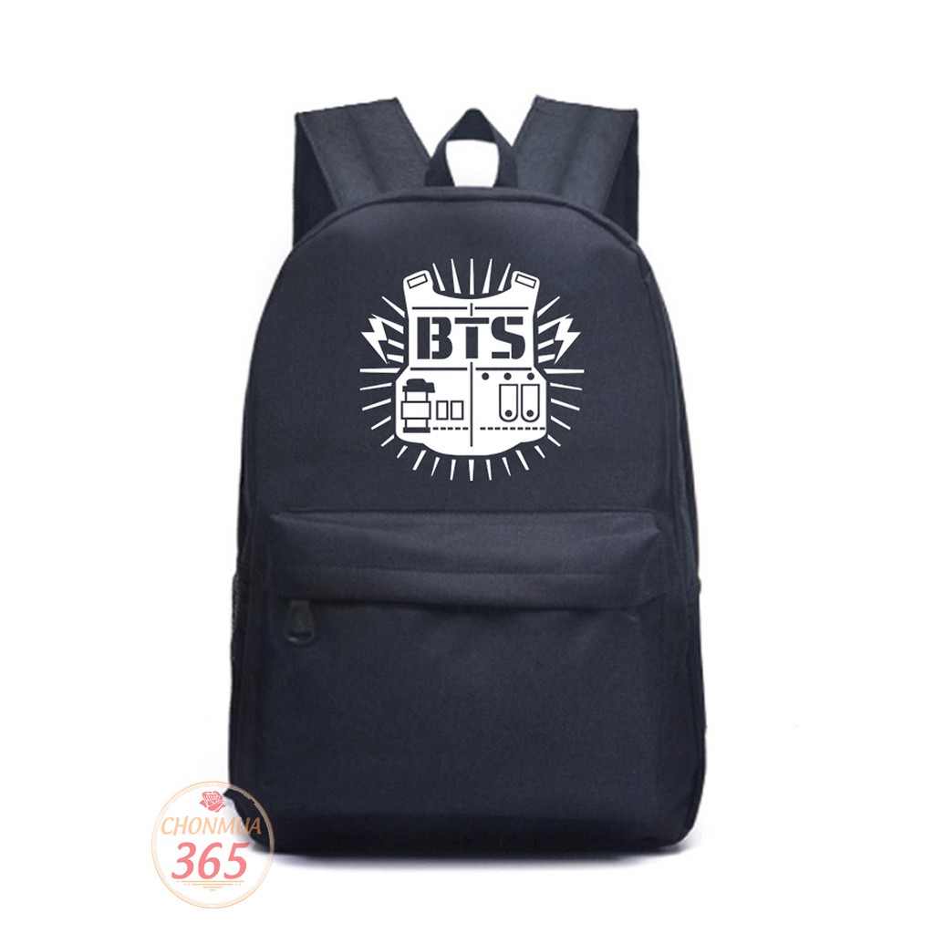 Balo logo BTS đen vải dù bền đẹp cặp sách đi học Chonmua365