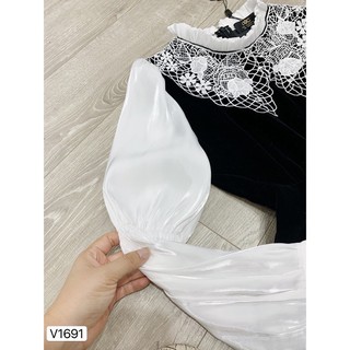 VÁY NHUNG ĐEN CỔ REN MẸ Và BÉ