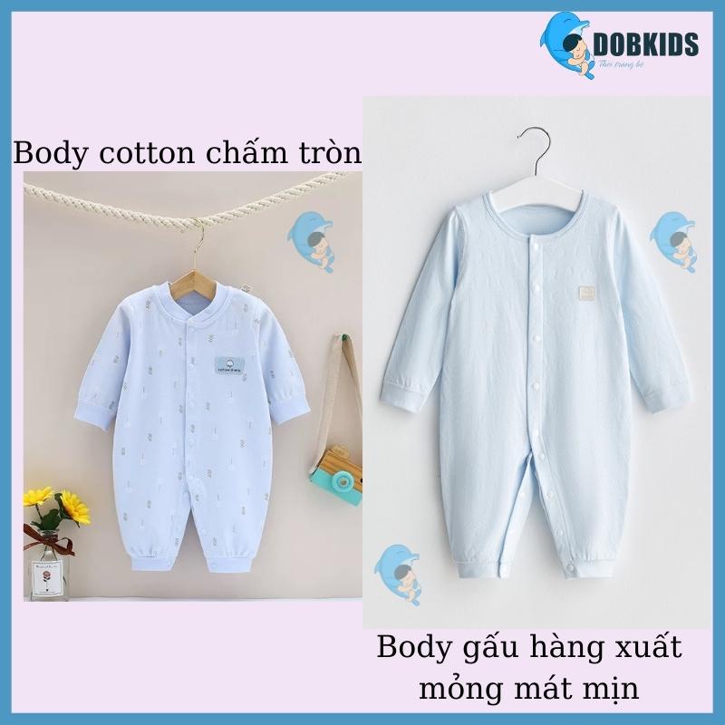 Quần áo trẻ em bộ body liền thân dài, bodysuit DOBKIDS cho bé trai và bé gái mùa hè thu đông, 100% cotton xuất Hàn