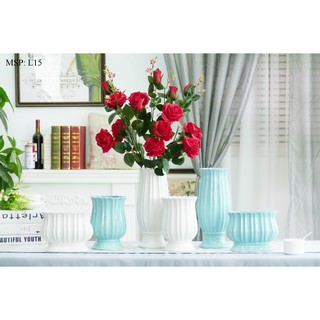Lọ hoa sứ miệng lượn (Có 3 size)