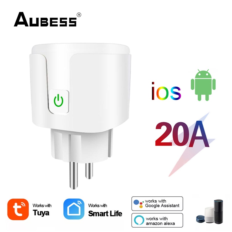 Aubess Ổ cắm điện thông minh AUBESS 20A smart tuya wifi hẹn giờ hỗ trợ ứng dụng Alexa Google Home