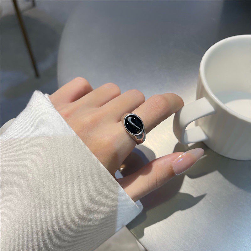 Nhẫn mở màu đen phong cách hip hop cá tính tùy chỉnh