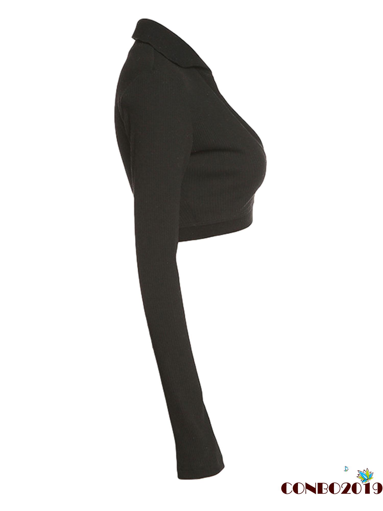 Áo Croptop Tay Dài Cổ Chữ V Màu Trơn Phong Cách Quyến Rũ | BigBuy360 - bigbuy360.vn