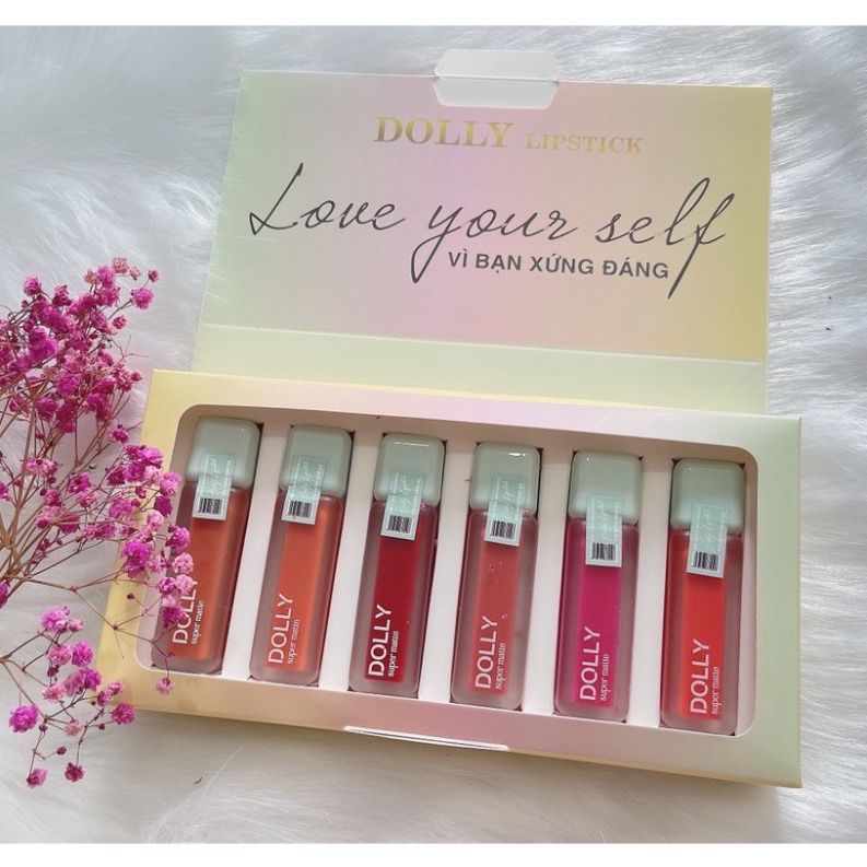 SET 6 CÂY- MÀU TÙY CHỌN- son kem lì Dolly Super matte, không chì bền màu lâu trôi