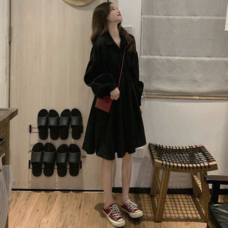 ✿Váy Sơ Mi✿Đầm Sơ Mi Dáng Dài Ôm Eo Thời Trang Xuân Hè 2022 Phong Cách Mới Cho Nữ