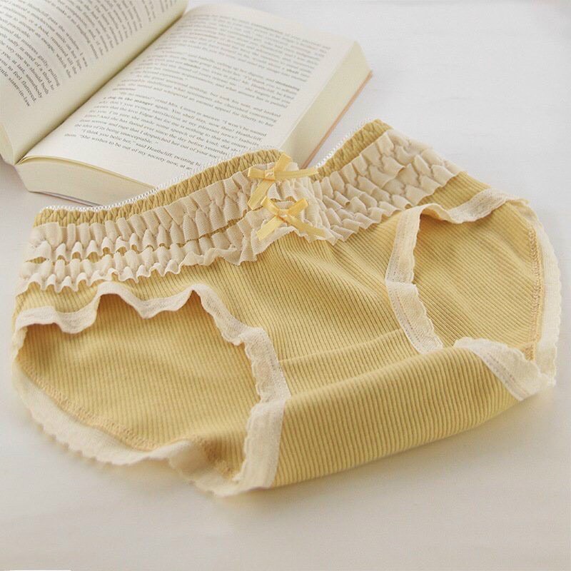 Quần Lót Nữ Cotton Tăm Co Giãn Họa Tiết Hoa Vàng Hoàng Kim Dễ Thương Tone Màu Vàng Nhẹ Nhàng