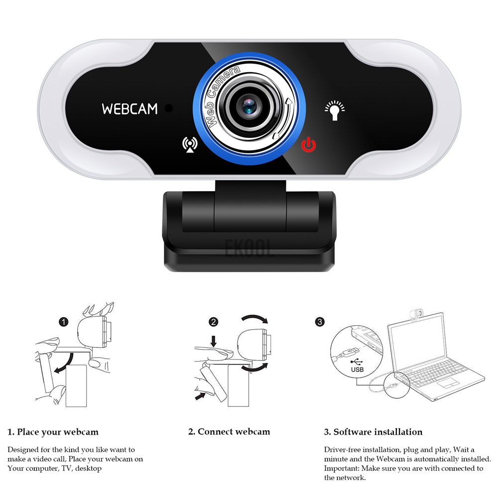 Webcam 1080p / 2k Usb Góc 90 Độ Tự Động Lấy Nét Kèm Micro Tiện Dụng | BigBuy360 - bigbuy360.vn