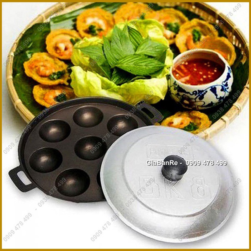 Khuôn Chảo Đổ Bánh Khọt Bánh Căn 8 Lỗ - 10 Lỗ Hoặc 12 Lỗ Tráng Men Chống Dính - 6233