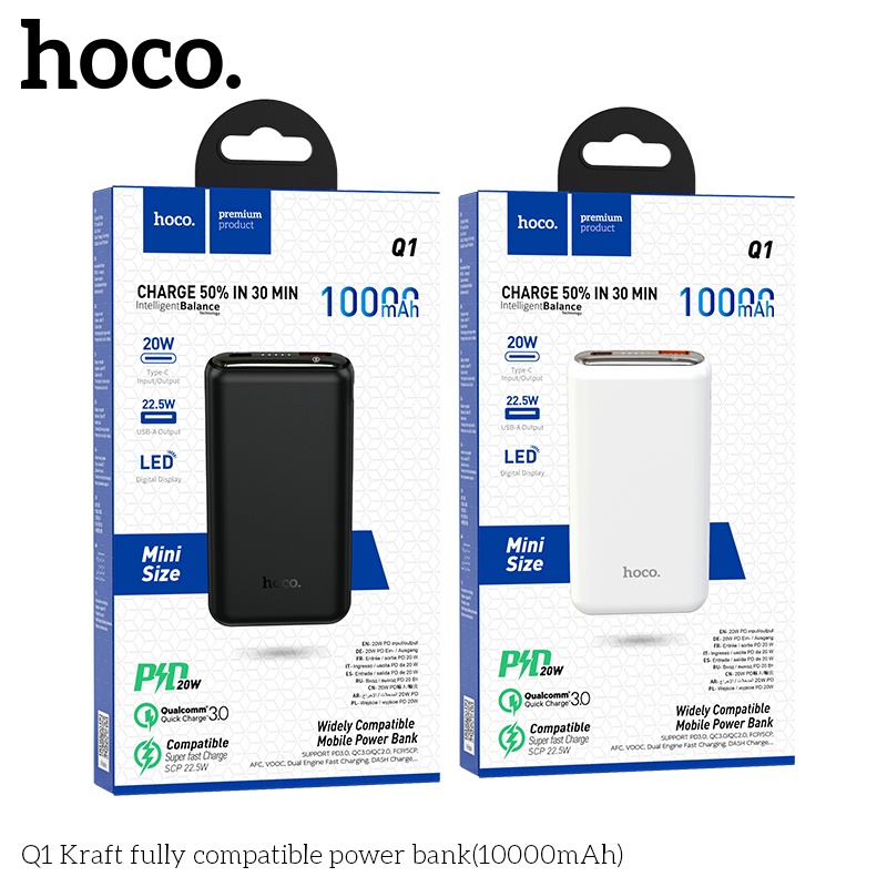 Pin sạc dự phòng siêu tốc 10000mAh lõi Li-polymer Hoco Q1 Kraft, QC3.0, PD Type-C 20W Dành cho chơi game