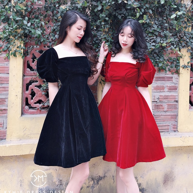 Váy nhung trễ vai Kymie