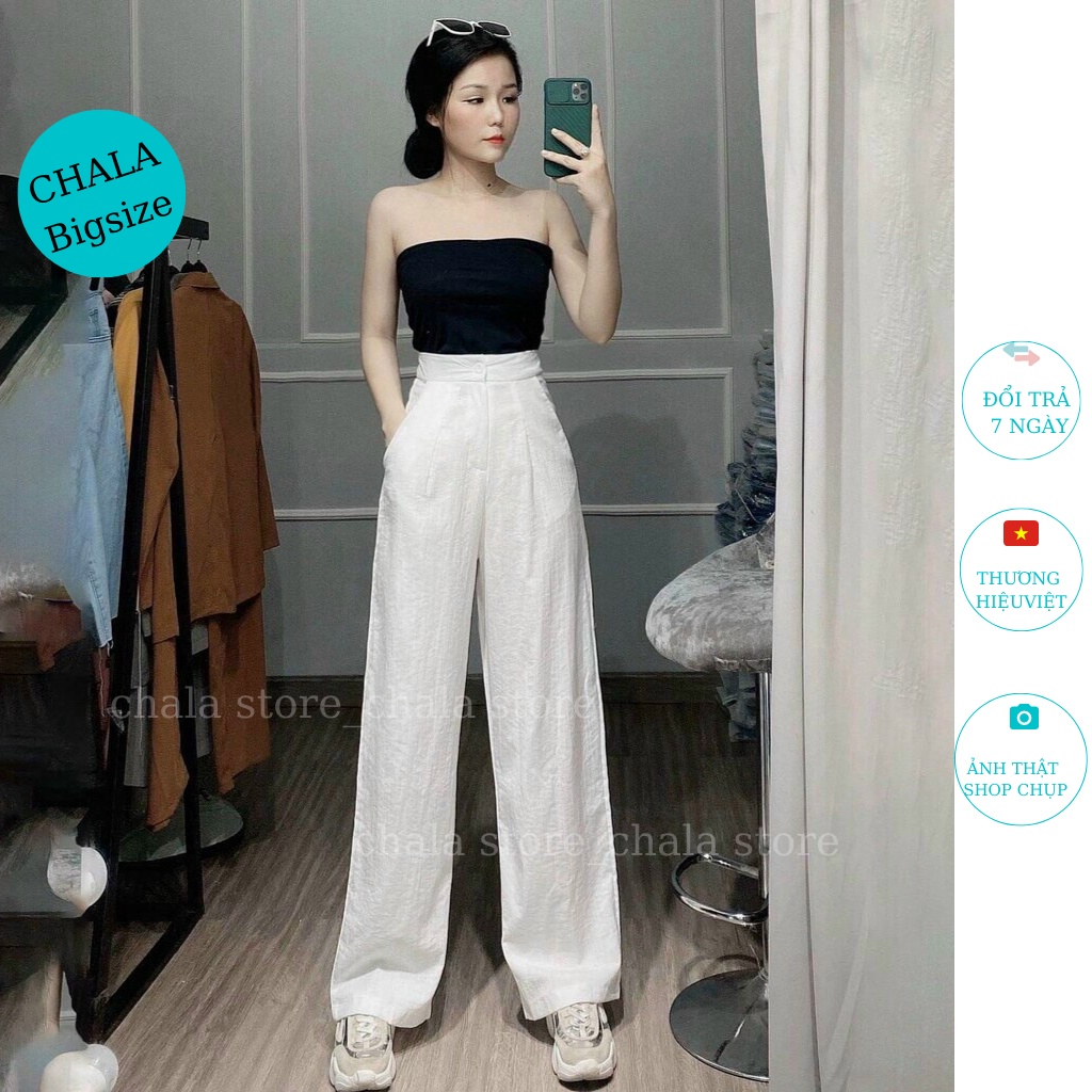 Quần Đũi Suông Nữ Dài Lưng Chun Vải Mềm Chala  Cạp Cao Mặc Đi Làm Đi Học