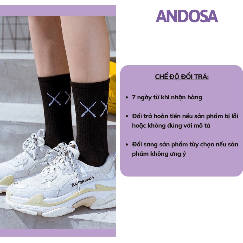 Tất vớ cổ cao nam nữ basic cotton hàn quốc dễ thương dày đẹp ANDOSA T12