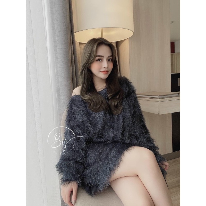 áo váy len lông tua rua kèm đai | BigBuy360 - bigbuy360.vn
