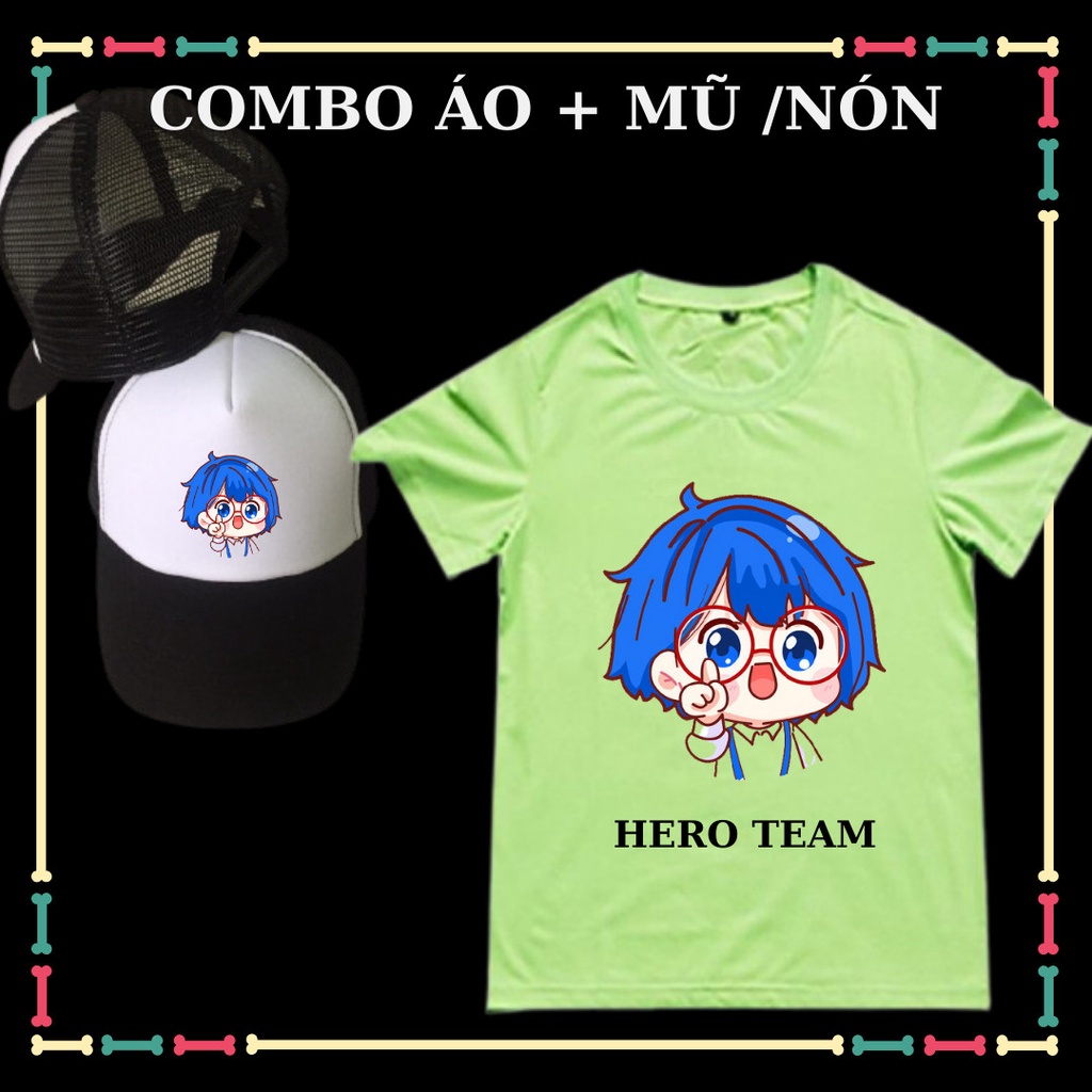 Combo áo mũ/nón in mẫu Hero Team siêu hot cho bé trai, bé gái